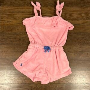 Polo by Ralph Lauren Pink and Blue Romper with Adjustable Straps